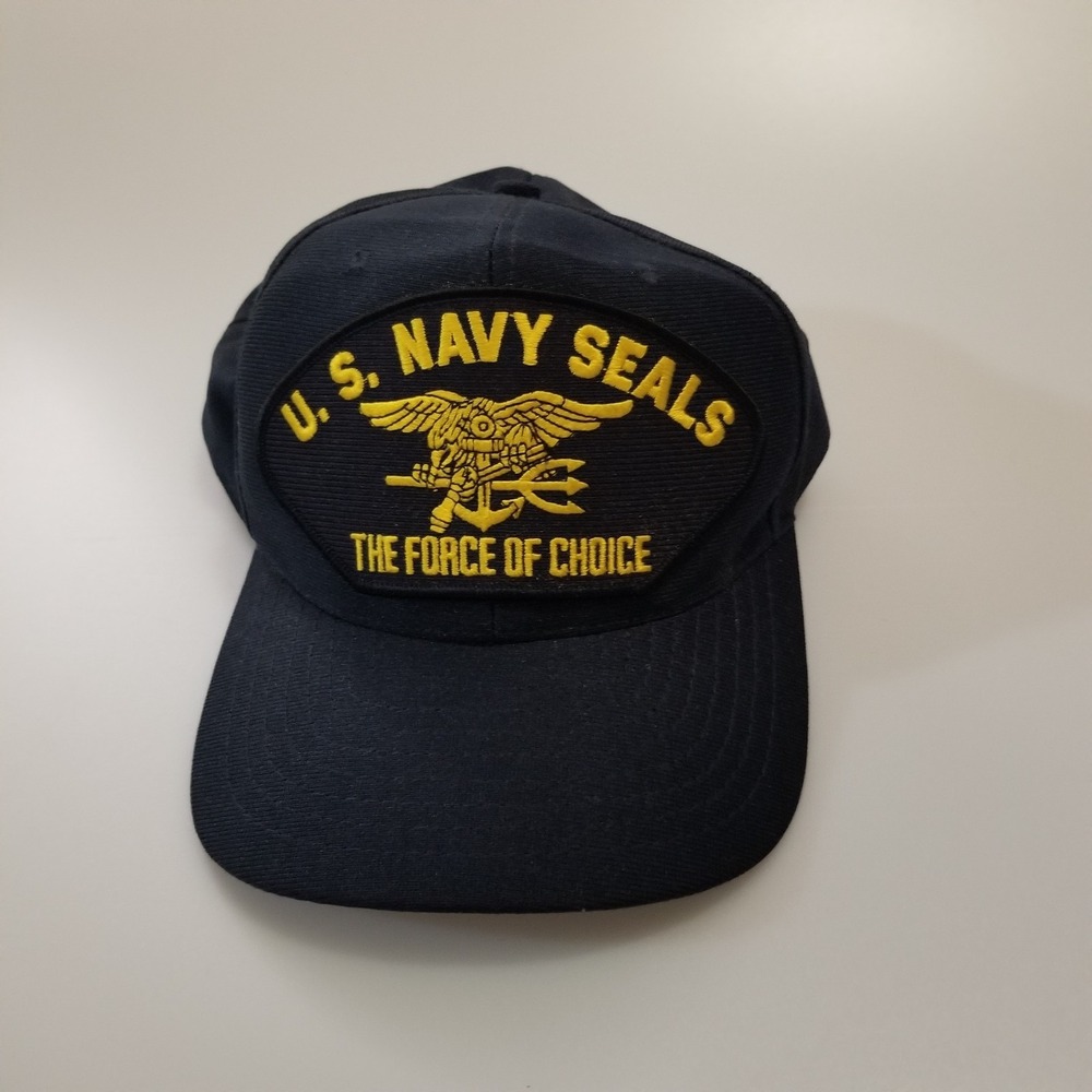 US Navy SEALS Hat Cap‎ Snapback Blue Eagle Crest Military USA Made VTG Devgru